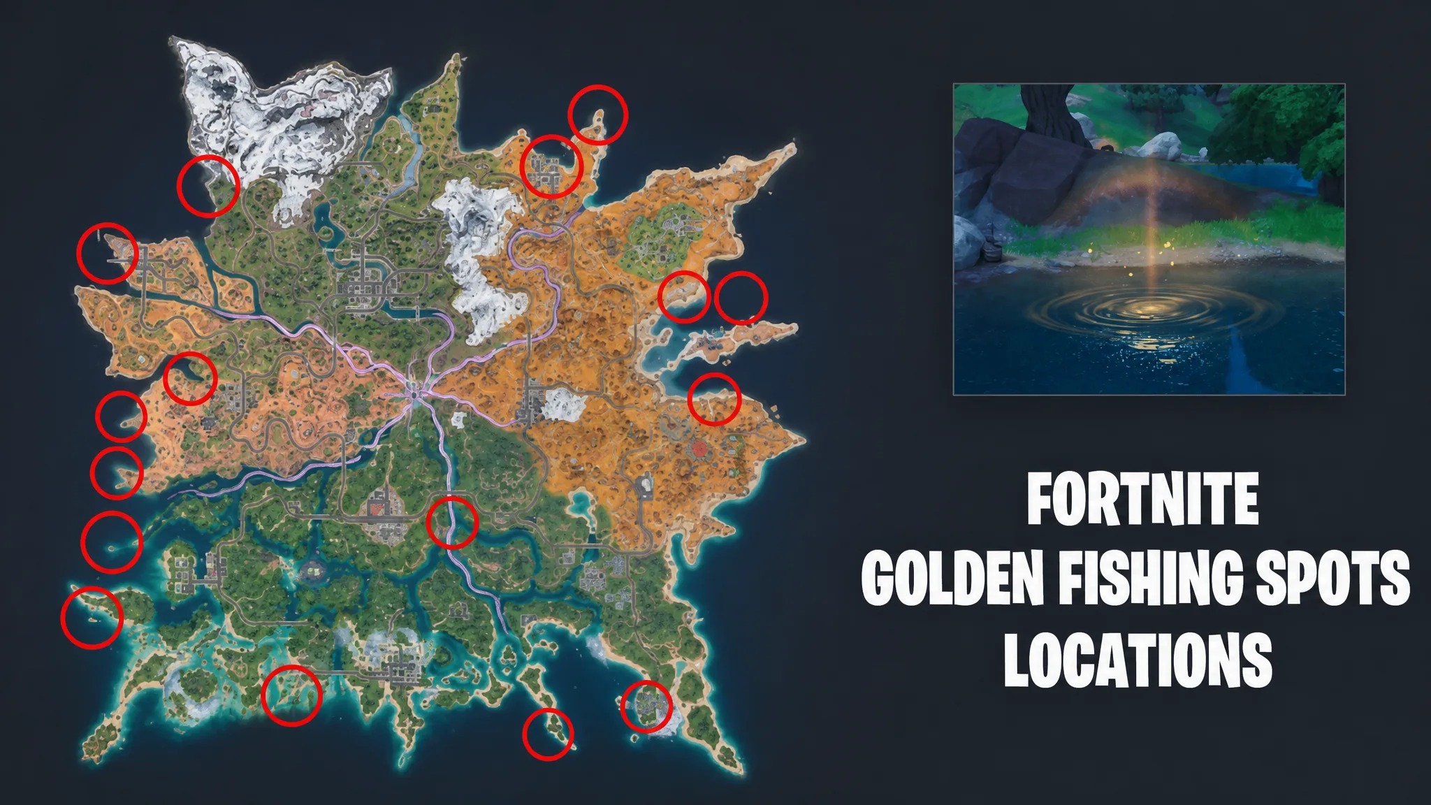 Golden Fishing Spots on the Fortnite Chapter 7 Season 3 map