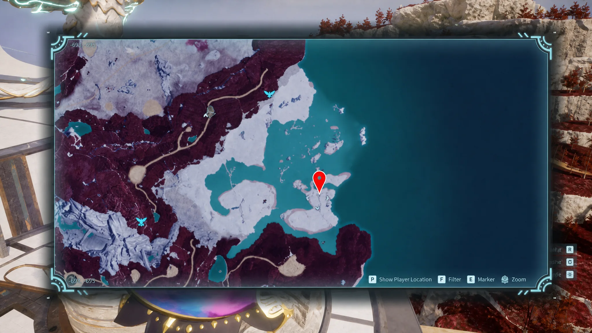 Palworld Nightstar Sand: a map showing the exact location of Nightstar Sand in the game Palworld