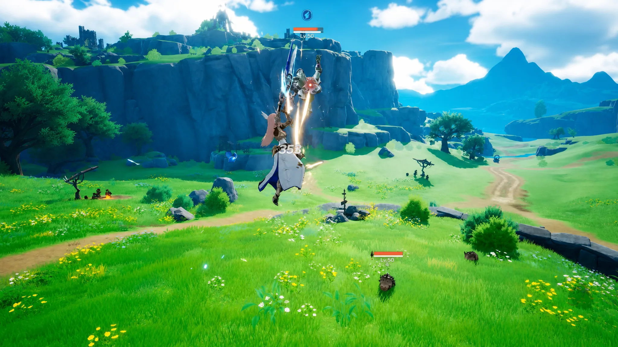 Theresia attacking with dual flails in DragonSword: Awakening
