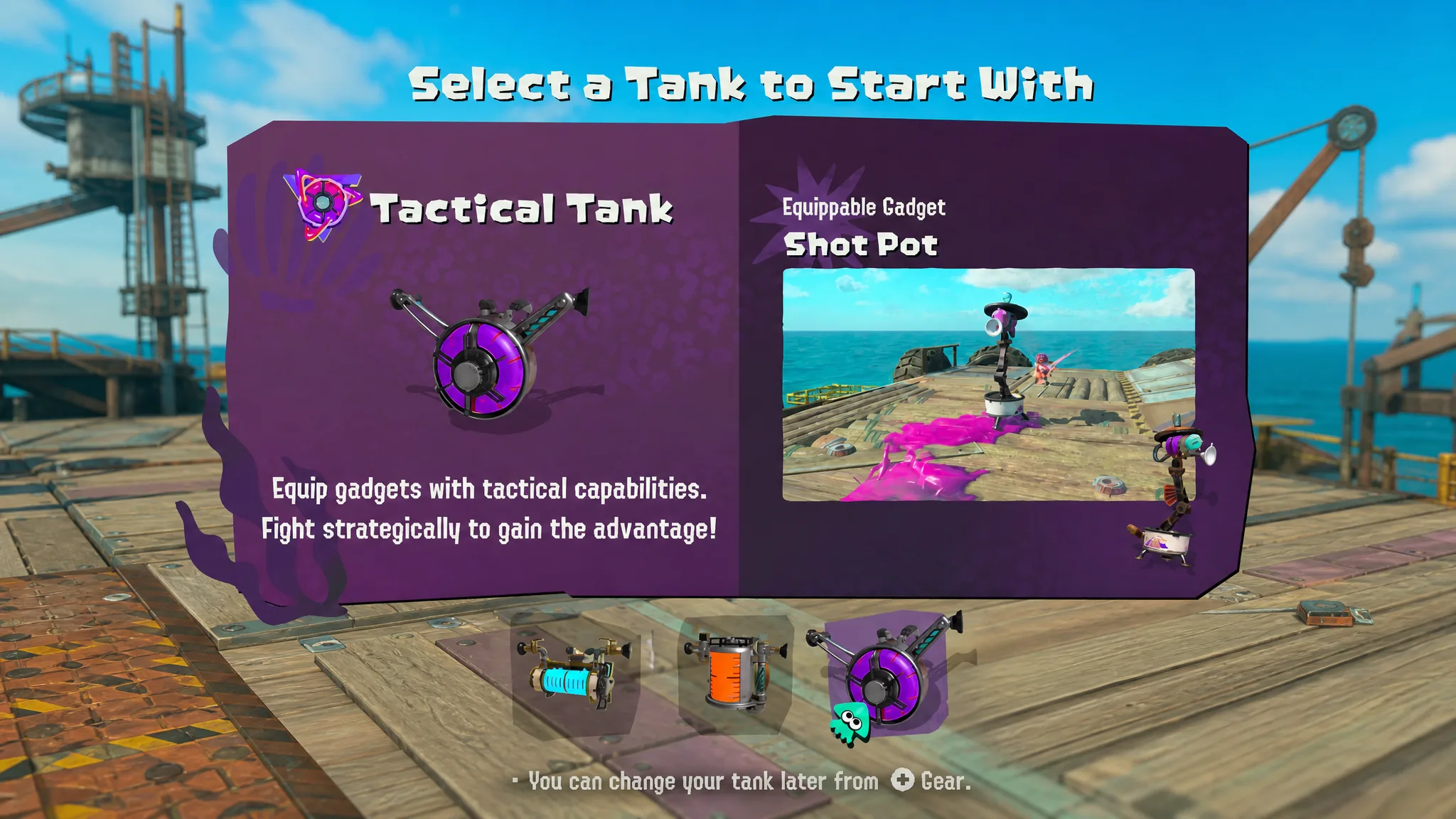 The Tactical Tank shown as the recommended pick in Splatoon Raiders