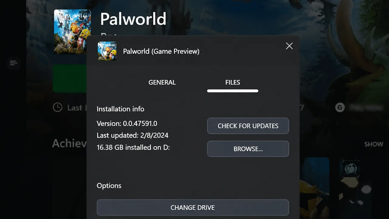 Palworld - Check Updates on Xbox Game Pass