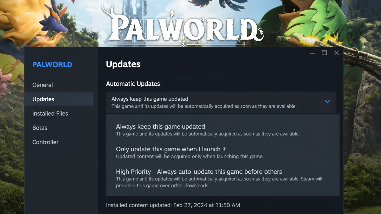 Palworld - Activate-Deactivate Steam Auto-Update