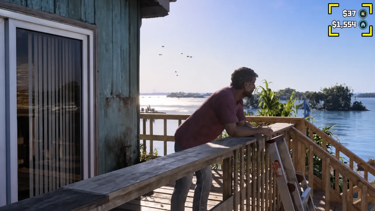 Wallet and house cash totals displayed side by side in the corner of the leaked GTA 6 HUD
