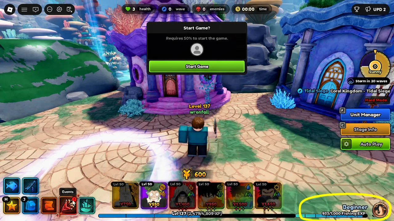Confirmation dialog asking to start the game, with the Start Game button selected