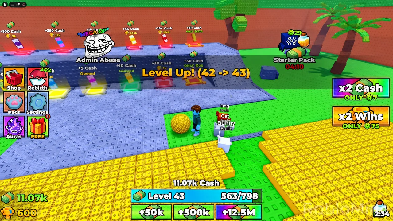 Level Up notification showing the player moving from Level 42 to Level 43