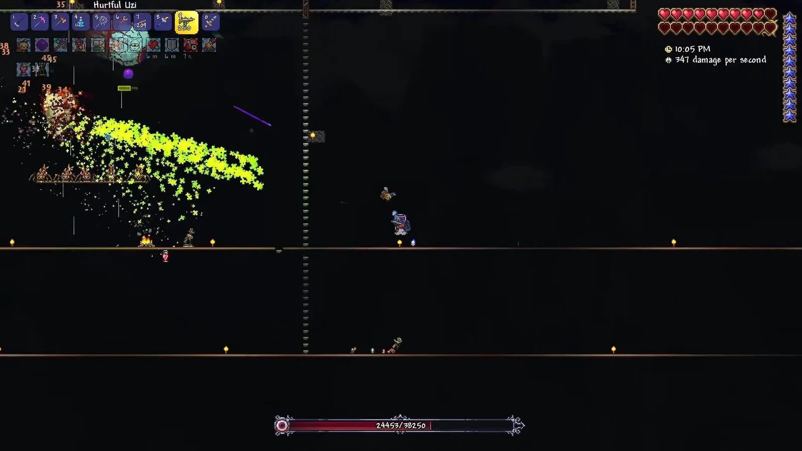 Hateful Uzi selected with a boss bar reading 24453 of 38250 HP