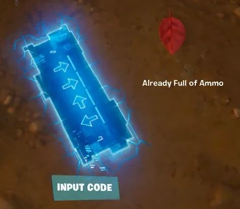 Approaching an INPUT CODE prompt on the island during a match