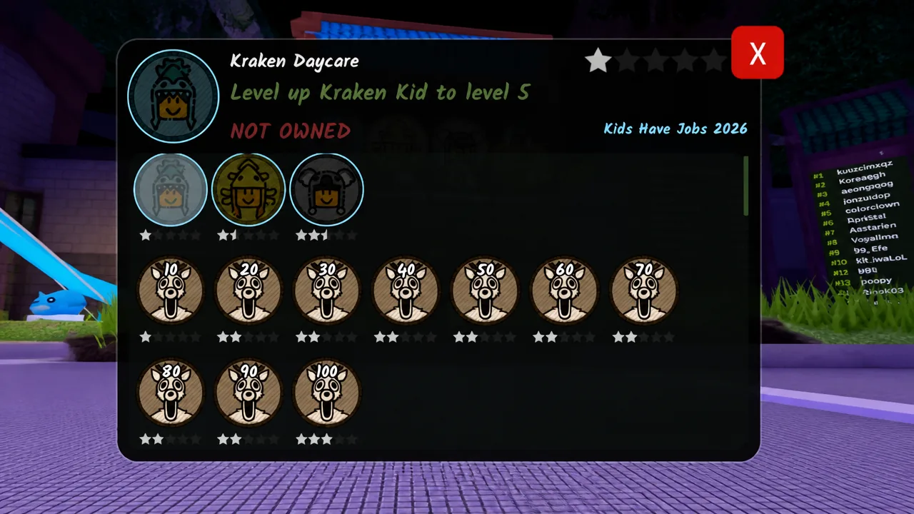 Kids Have Jobs Update Badges in 99 Nights in the forest