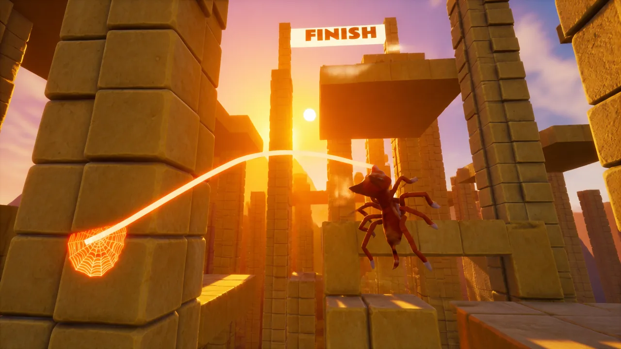 the protagonist in spider fox swinging with a web