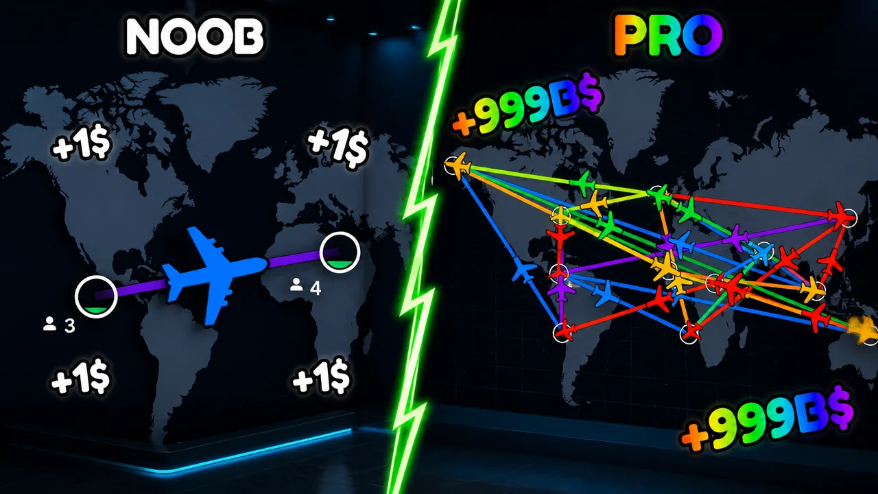 Fleet of planes in Airline Idle waiting to be upgraded with redeemed cash