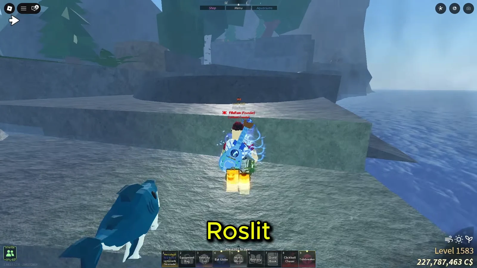 Player in Roslit fighting with a glowing weapon