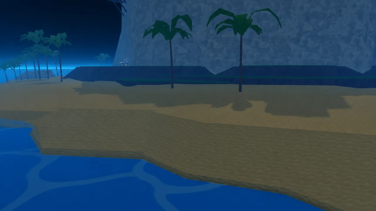 Coastal area on Monument Isle with palm trees near the ocean
