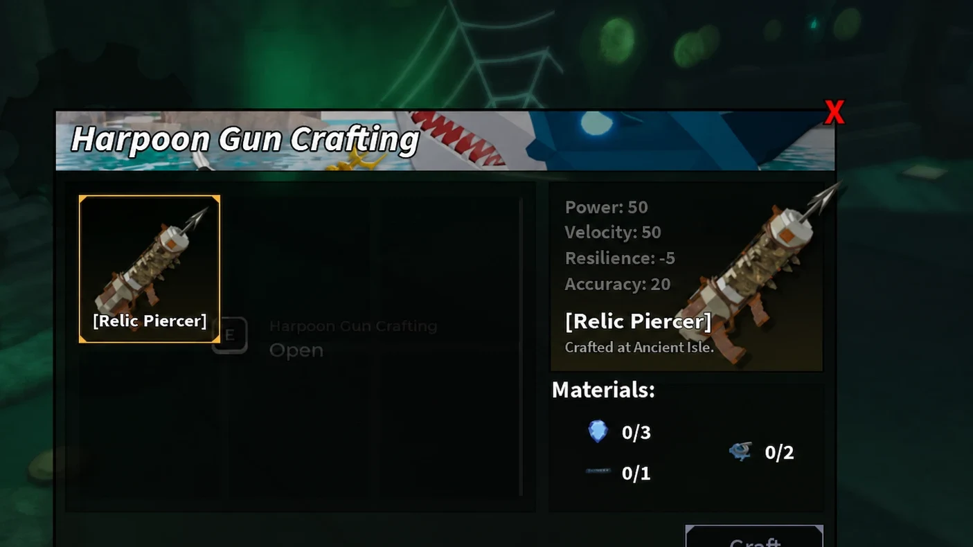 The Relic Piercer Harpoon Gun in Fisch