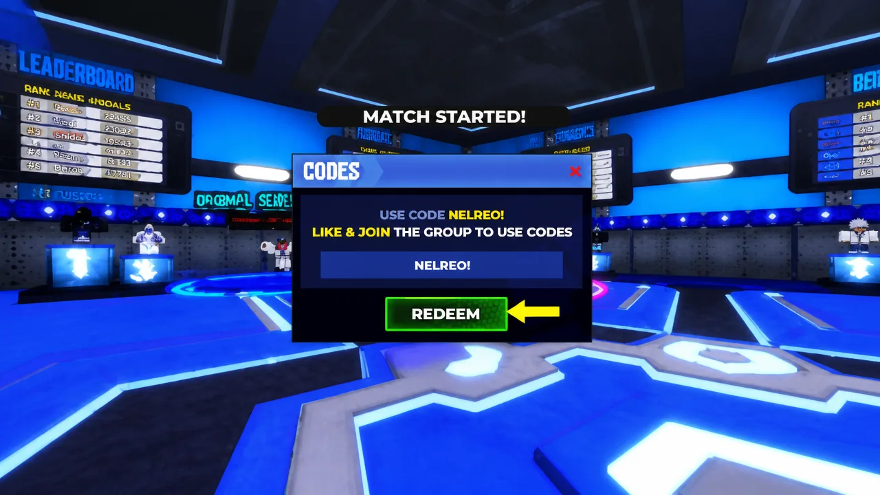 The Blue Lock code redemption text box