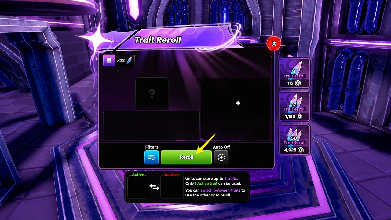 Trait Reroll in Anime Origins