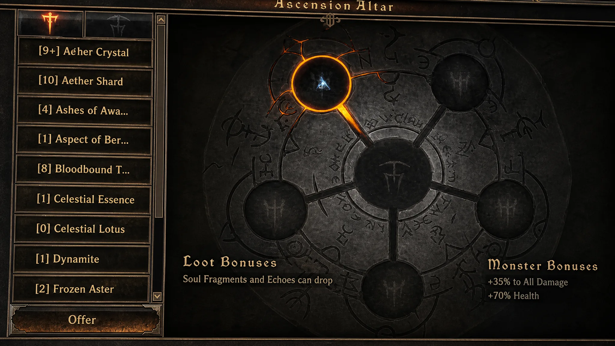 Grim Dawn Fangs of Asterkarn Ascension Altar Min Bonuses