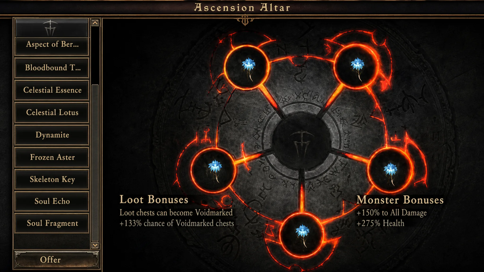 Grim Dawn Fangs of Asterkarn Ascension Altar Max Bonuses