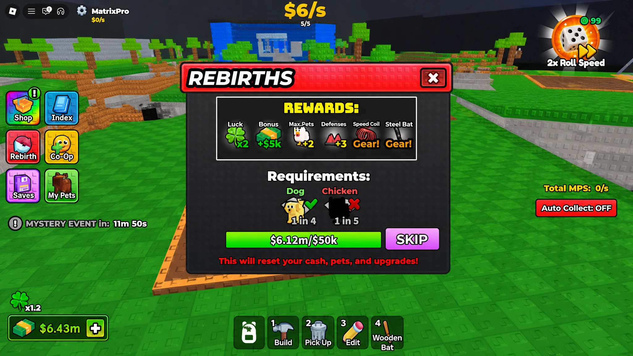 image showing the Rebirth menu in Build a Base and Steal