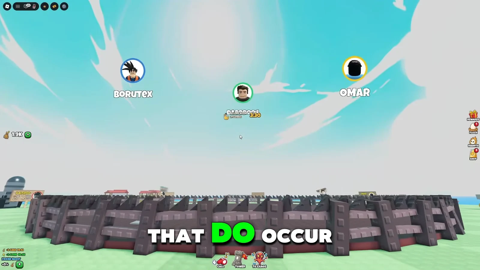 Players around a fortified arena during a Golden Goose event countdown