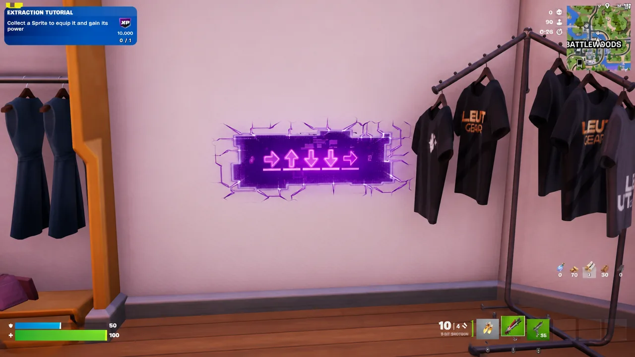 A Cheat Code console displaying a row of directional arrows to copy