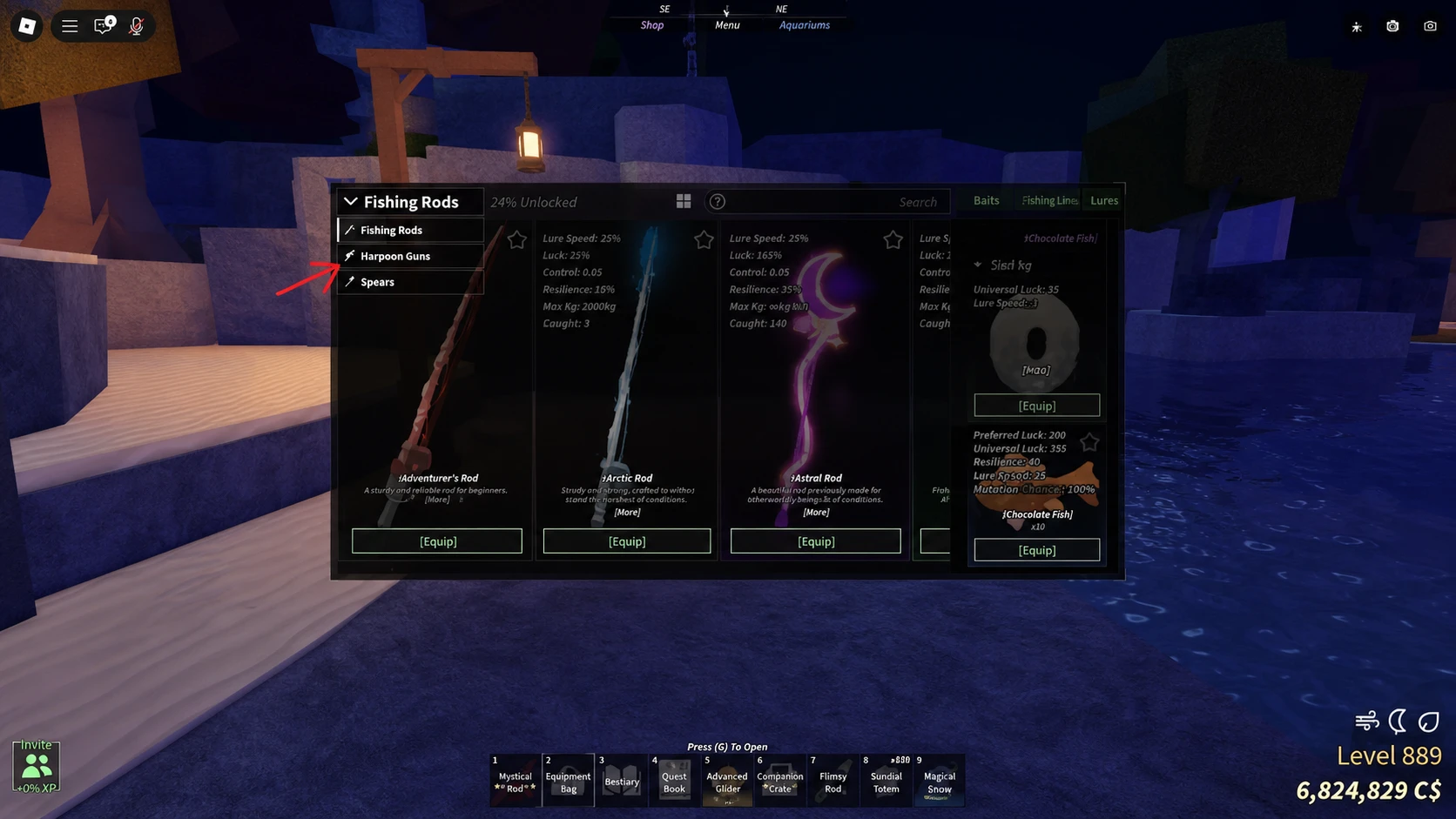 How To equip Harpoon Guns in Fisch