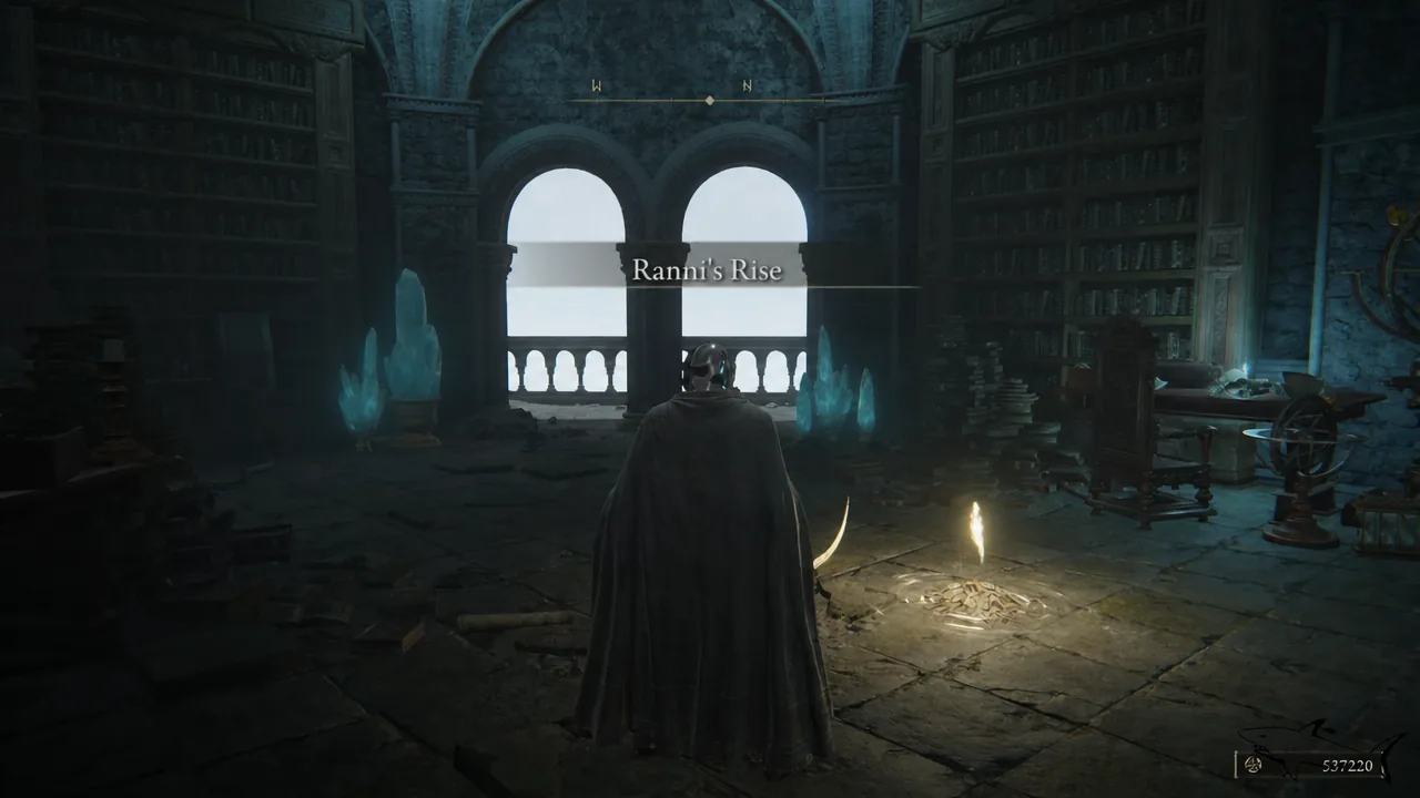 Ranni's Rise location title appearing as the player enters the tower room