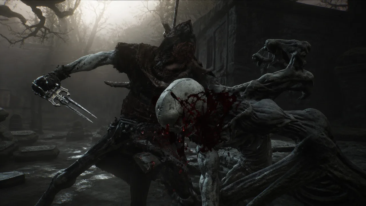 An optional boss encounter in a fog-choked clearing, offering extra loot rather than story progress