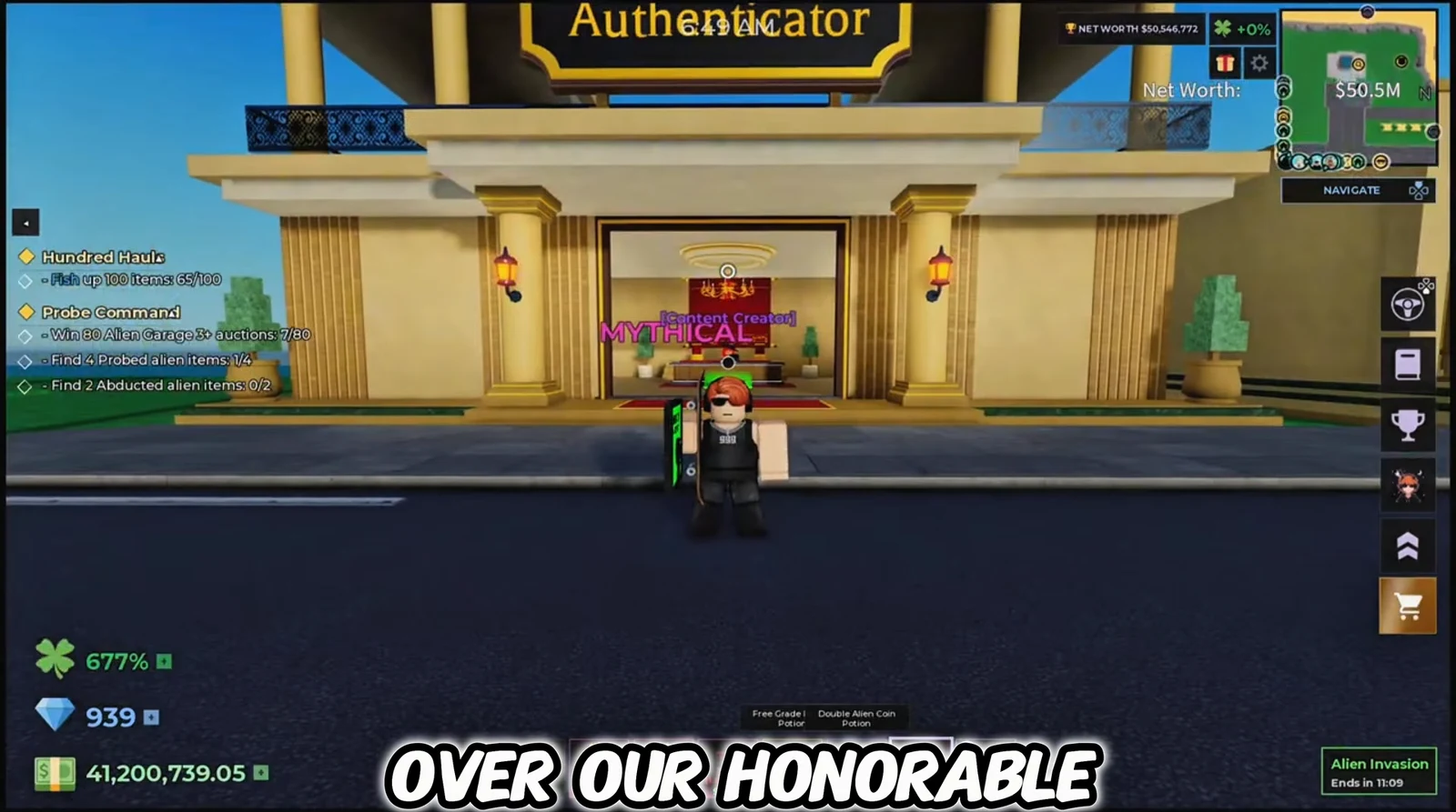 Avatar standing at the entrance of the Authenticator building