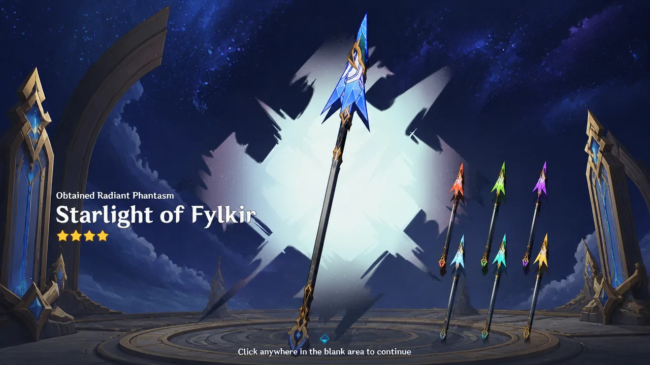 Reward screen displaying the Starlight of Fylkir polearm skin