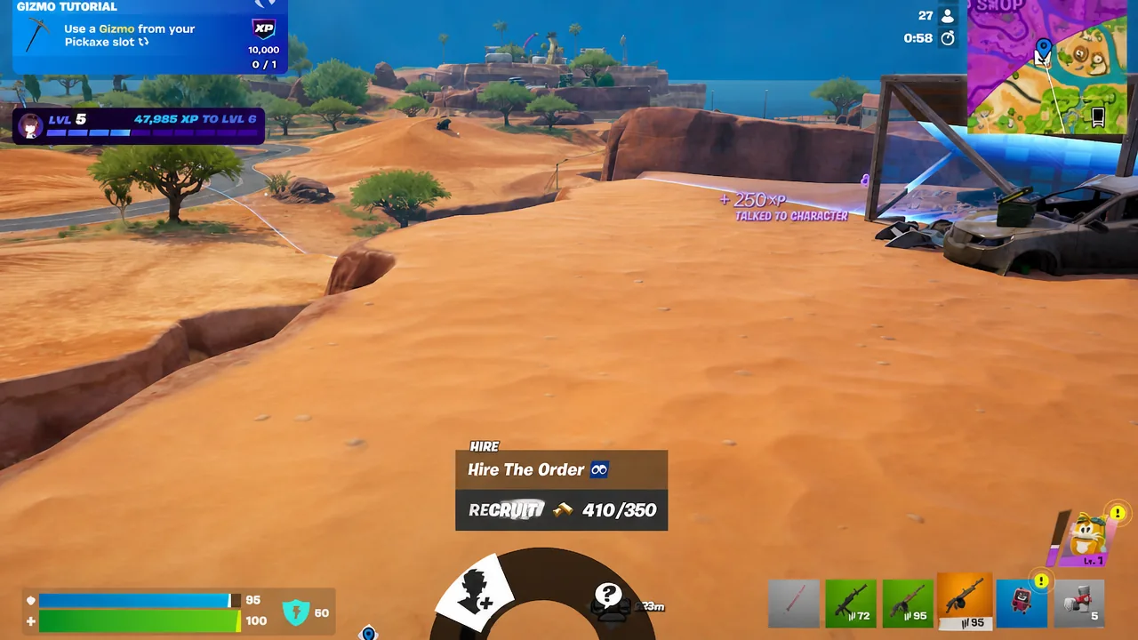 The in-game prompt to hire a Specialist character for gold bars during a Battle Royale match.