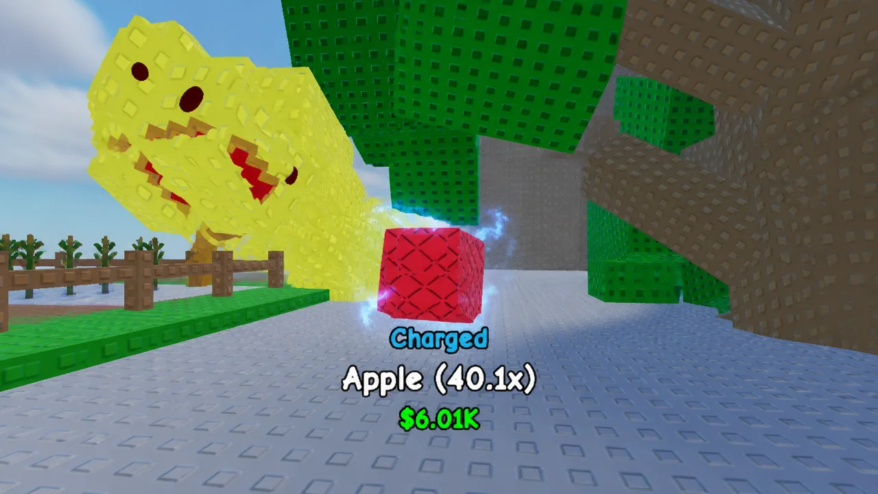 Glowing red Charged Apple with a 40.1x multiplier worth $6.01K in the plot