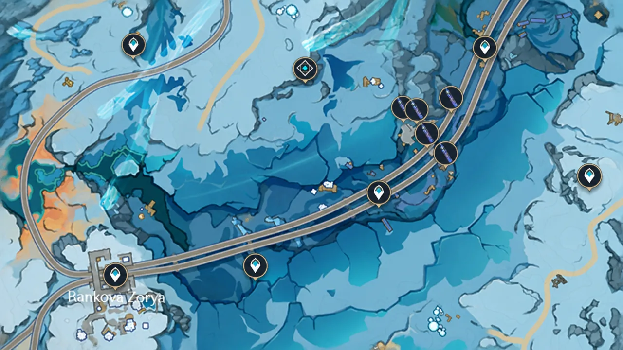 World map showing a station and railway fast-travel markers