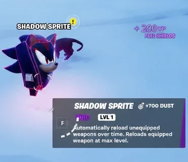 Shadow Sprite name and tooltip displayed on screen as the player stands next to it