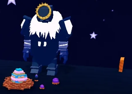 The dark, star-lit Cosmic biome with its glowing eggs at the far end of the map