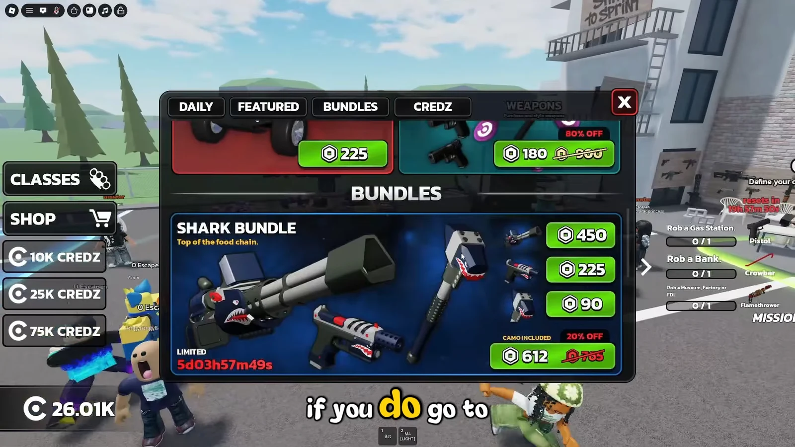 Shop BUNDLES tab open showing the limited-time Shark Bundle and discounted purchase options