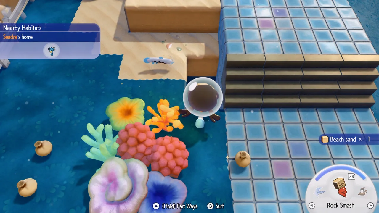 The hole to the secret room in the northern part of Bubbly Basin in Pokémon Pokopia