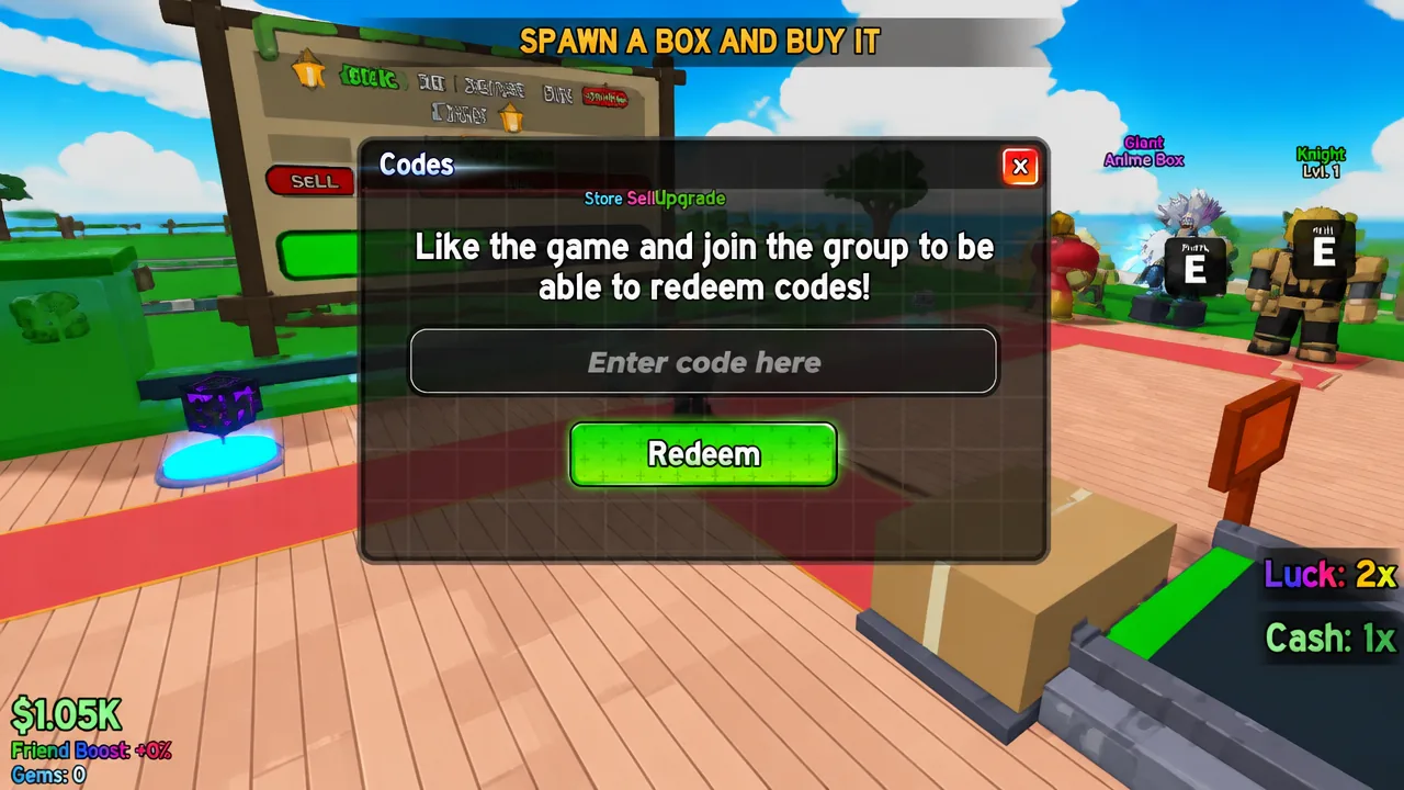 Anime Box Farm the codes tab