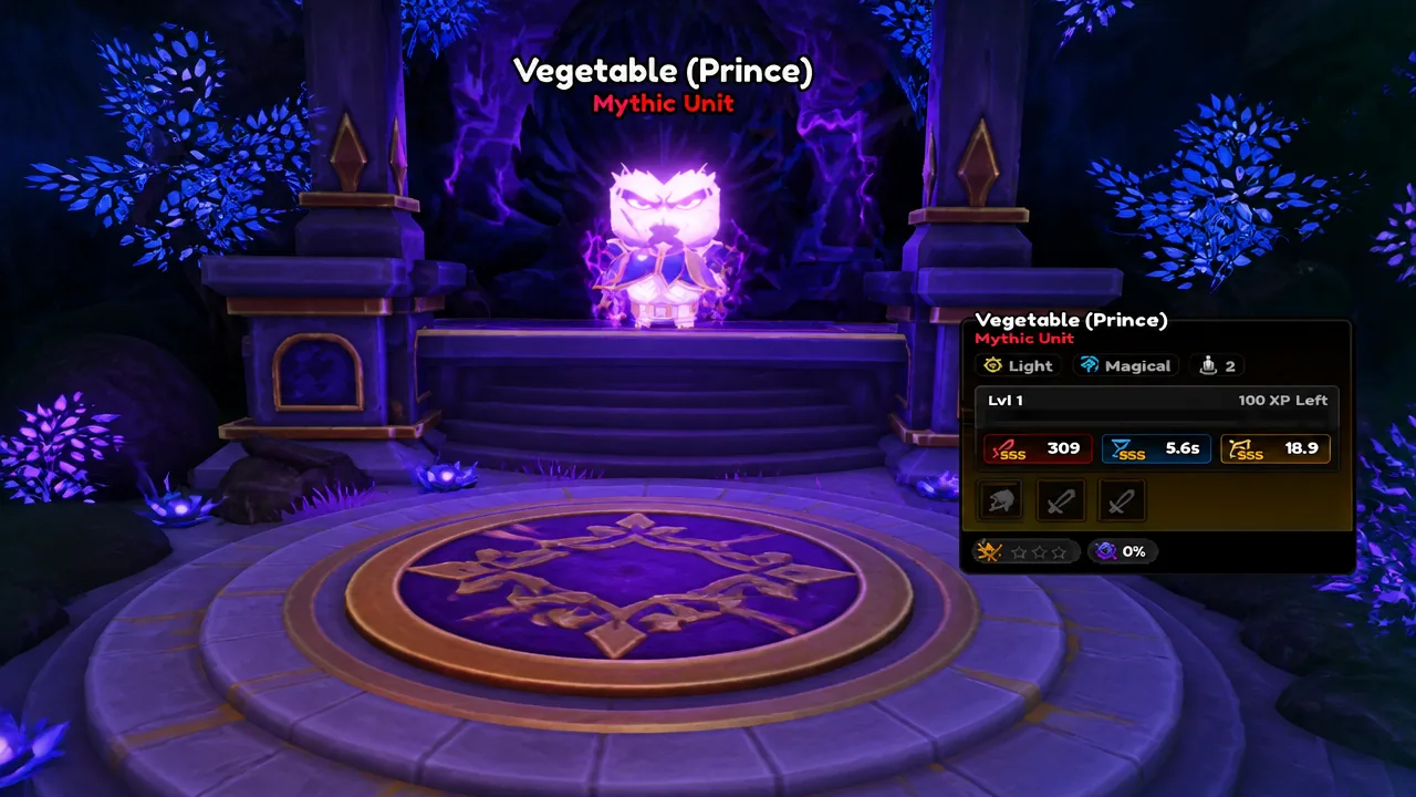 Vegetable (Prince) Mythic Unit information panel
