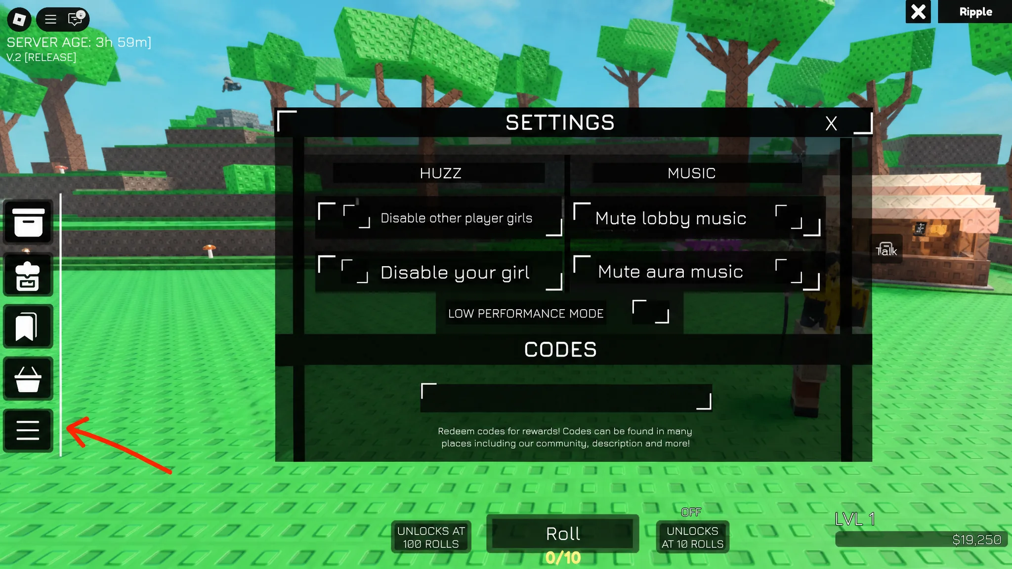 redeem Huzz RNG codes