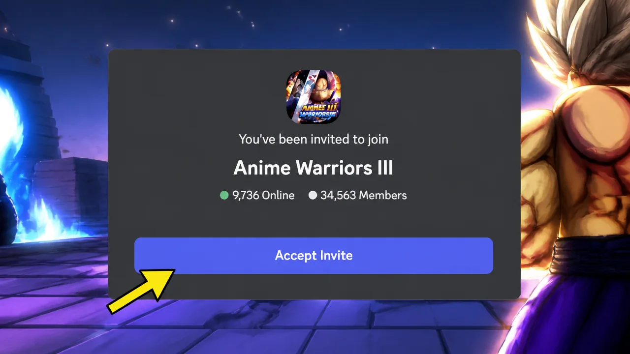 Anime Warriors 3 codes: An image of the Anime Warriors 3 Discord server