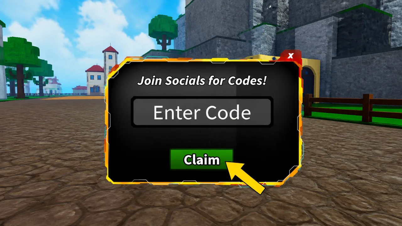 Blox Seas But Very Good codes: An image of the code redemption screen in Roblox