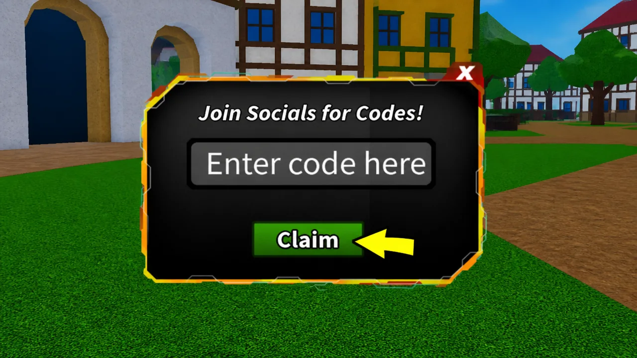 Blox Seas But Very Good codes: An image of the code redemption screen in Roblox