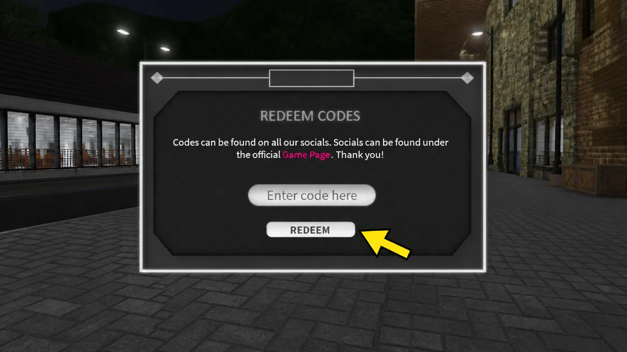 Jojo Shenanigans codes: An image of the code redemption screen in Roblox Jojo Shenanigans