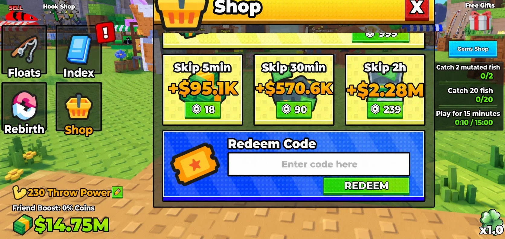 How to redeem codes in Pull a Lucky Fish on Roblox