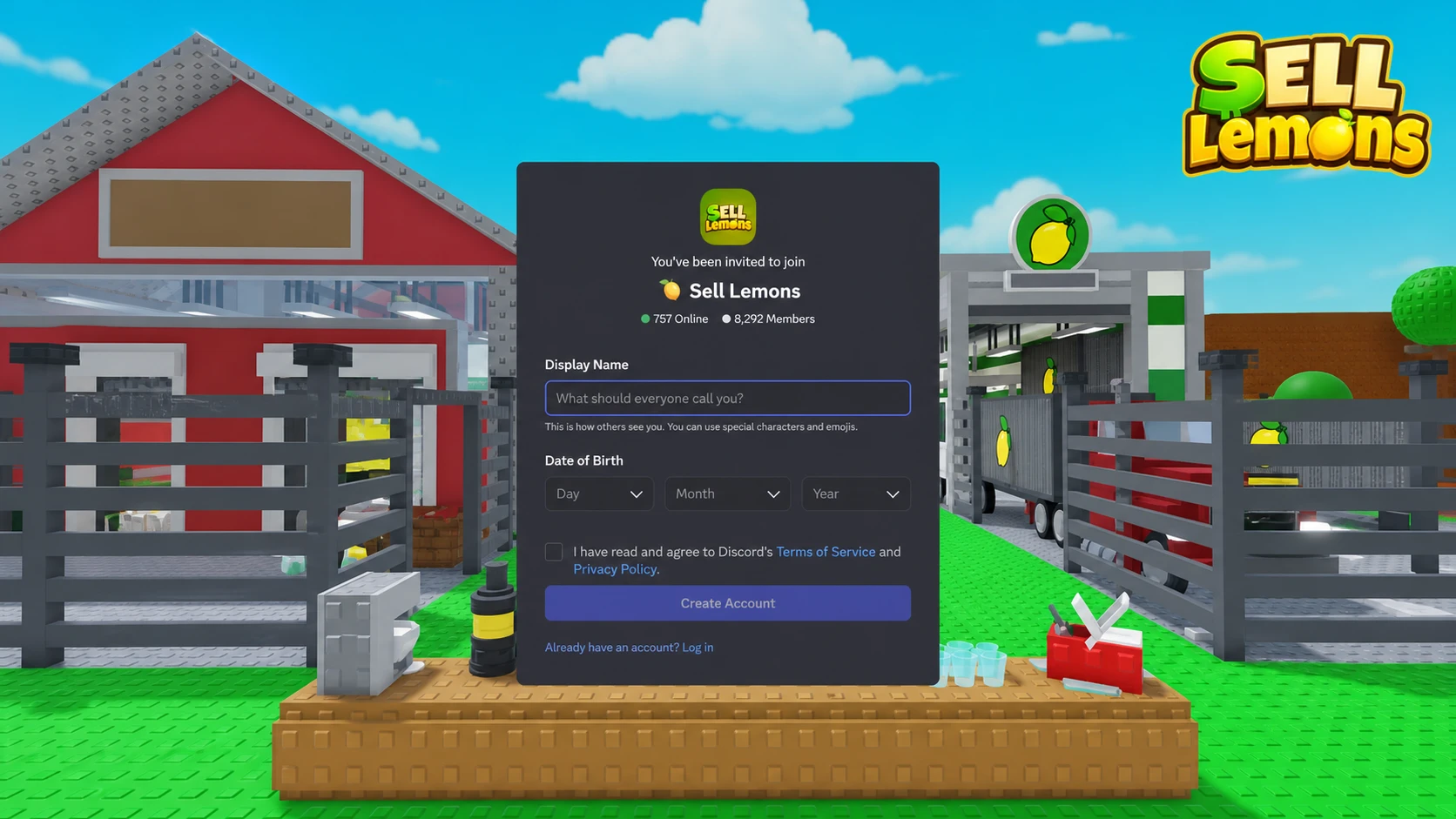 Sell Lemon codes: a screenshot of the games Discord invite with the PT logo in the corner