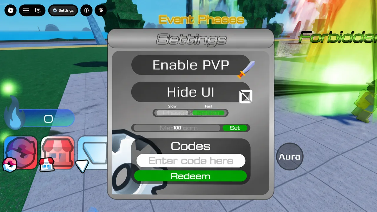 AURA the codes tab
