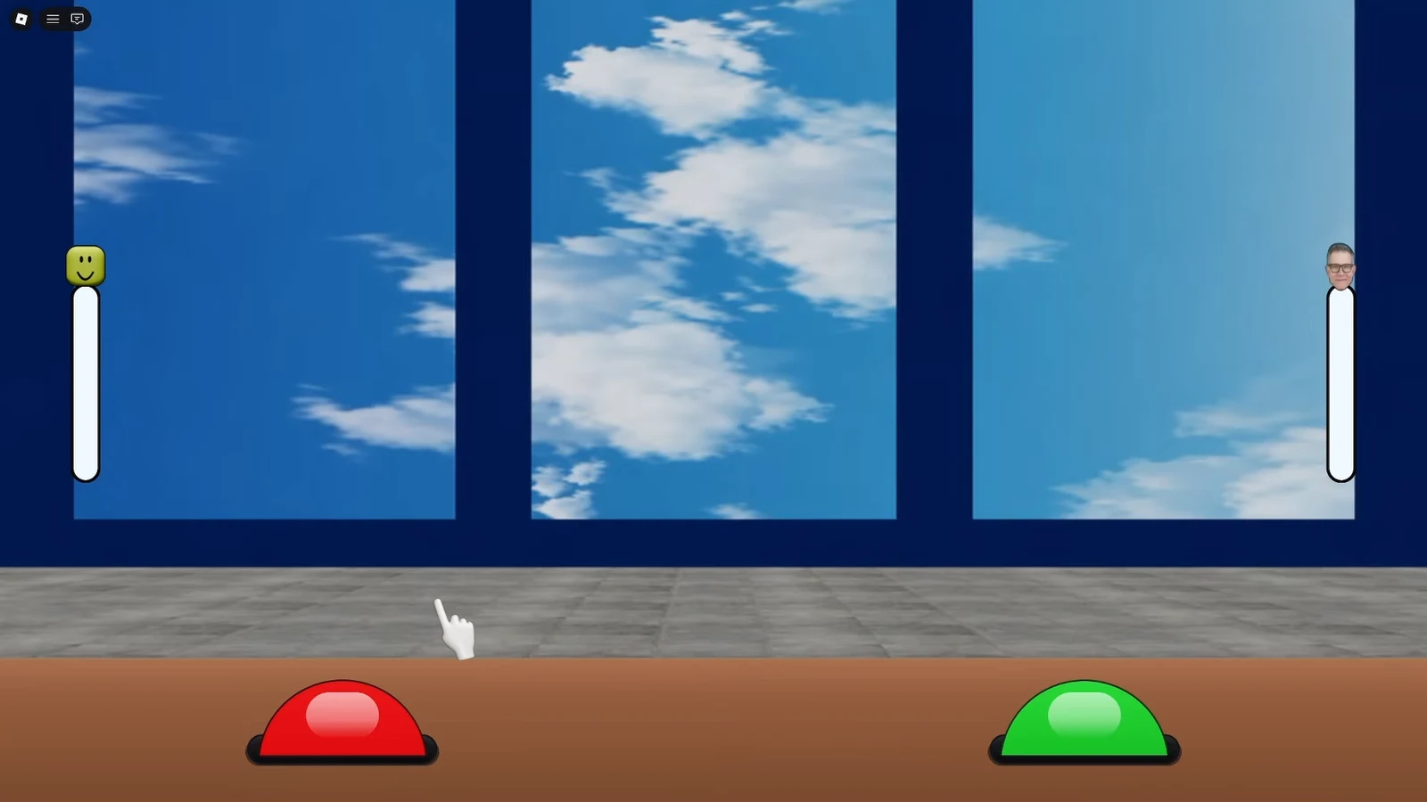 Moderation desk with red terminate and green unban buzzers as the cursor moves in