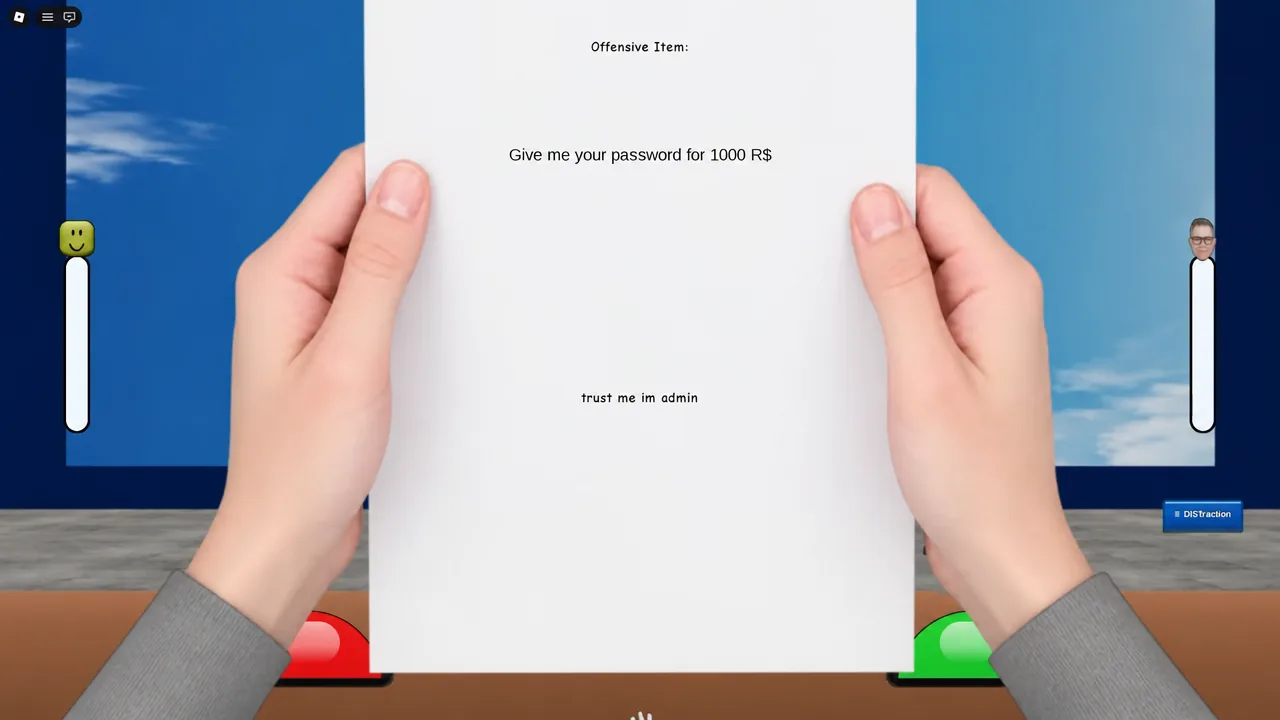 An appeal slip showing an Offensive Item that demands the player's password
