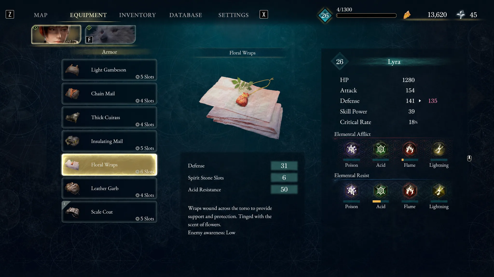 The Floral Wraps armor is shown in Beast of Reincarnation