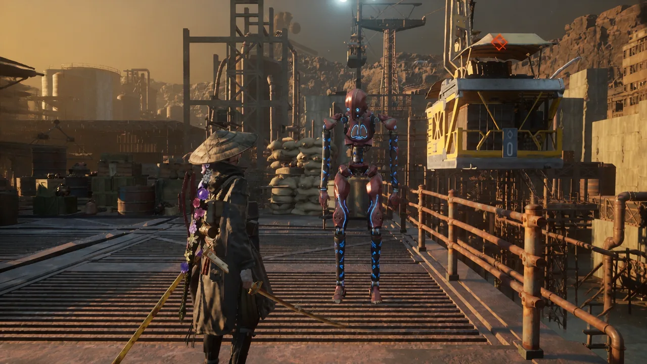 Emma approaches the Scout Golem in Beast of Reincarnation